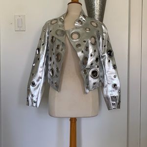 Silver jacket with grommets